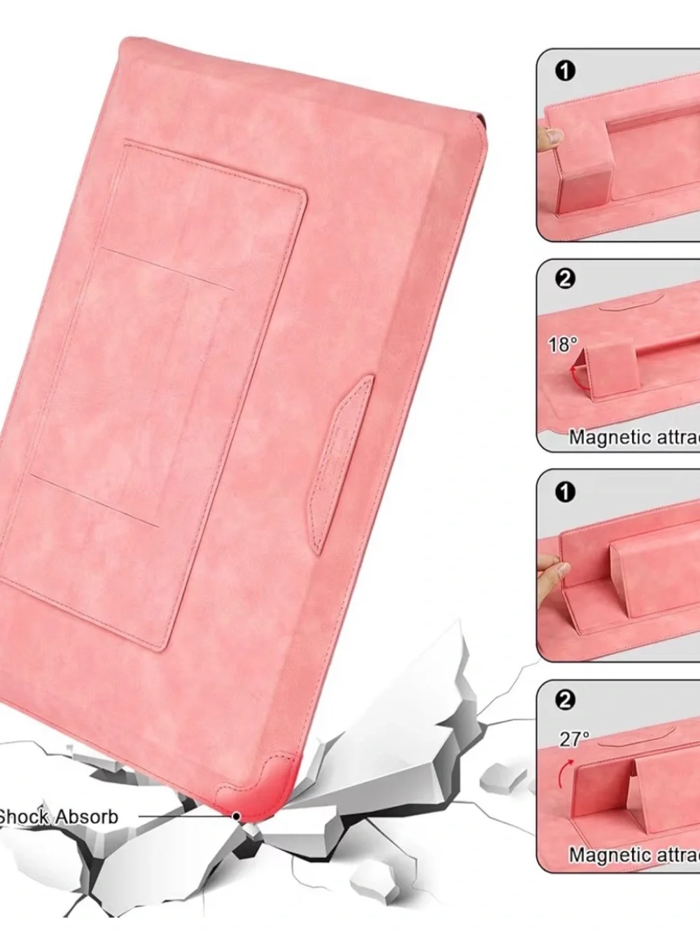 Pink 14-inch Tablet & Laptop Sleeve with Stand Feature